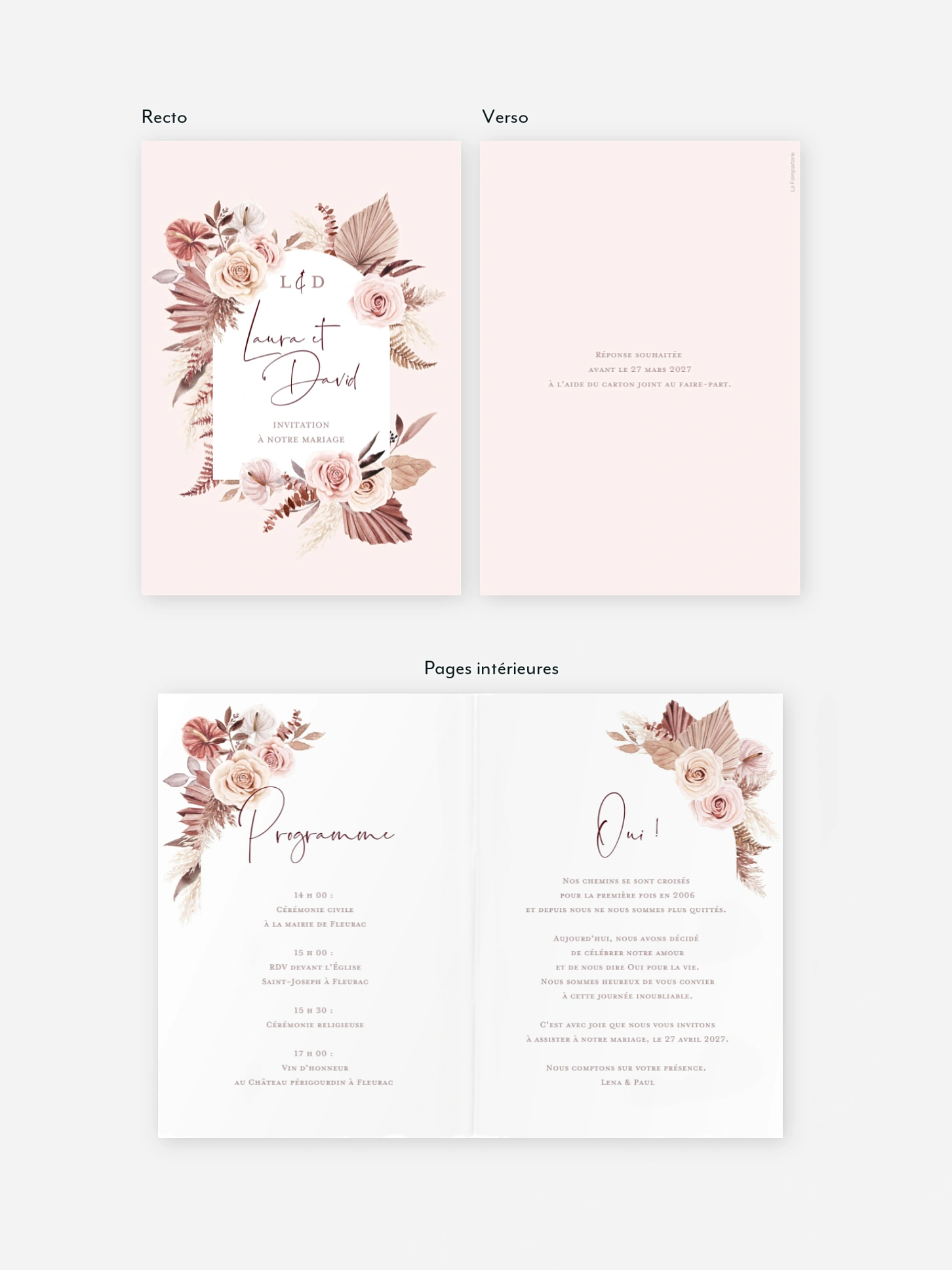 Faire-part de mariage Fleurs bohèmes