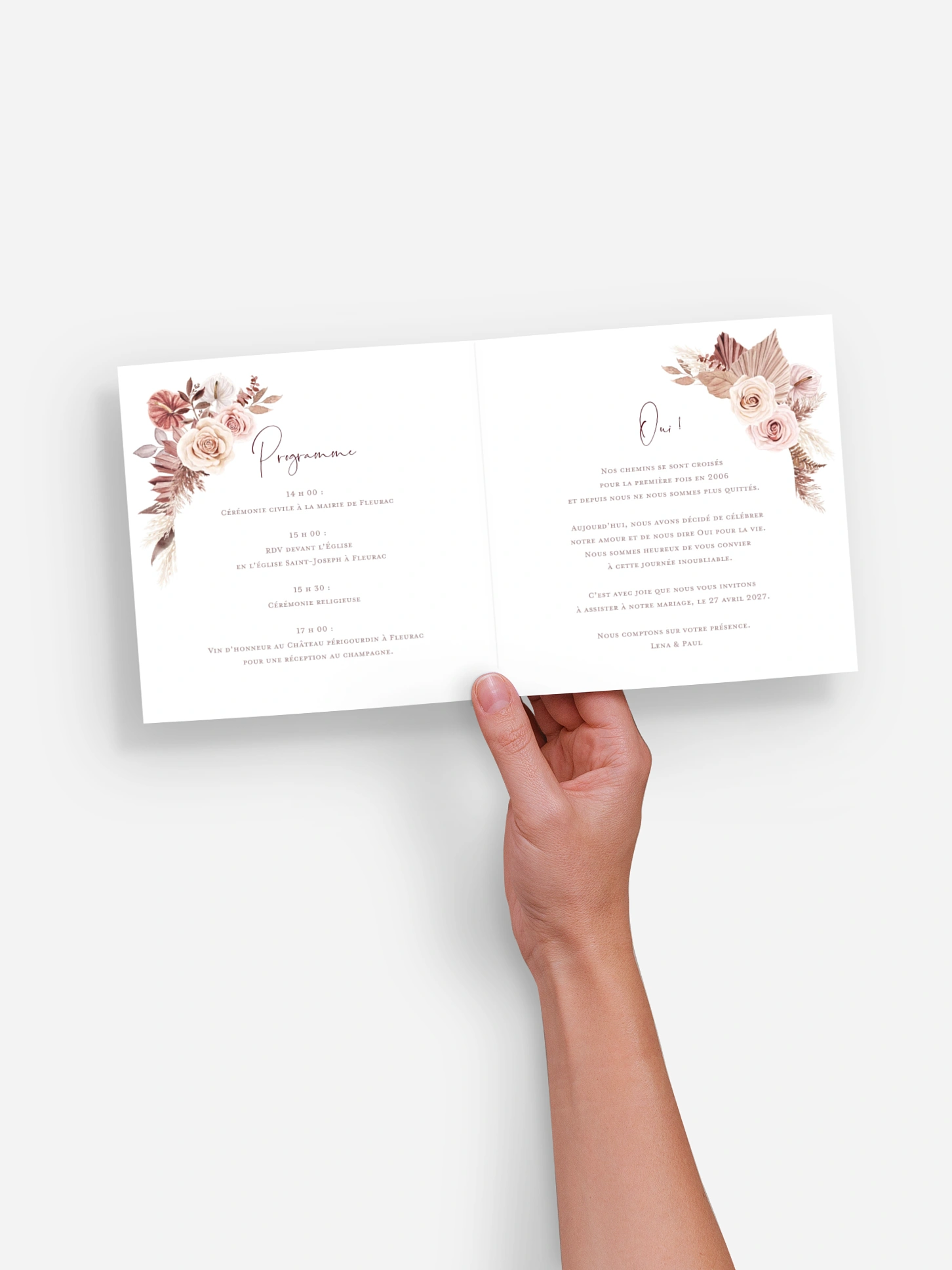Faire-part de mariage Fleurs bohèmes