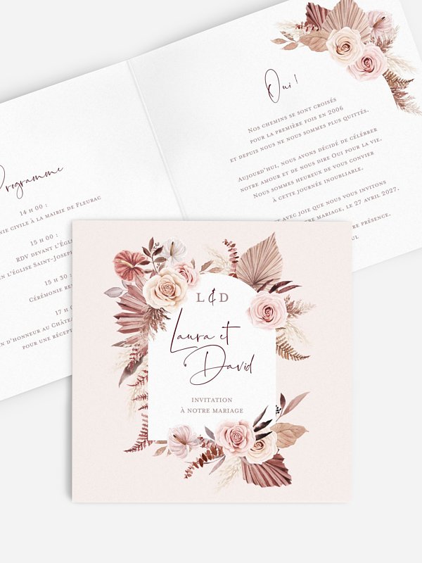Faire-part de mariage Fleurs bohèmes