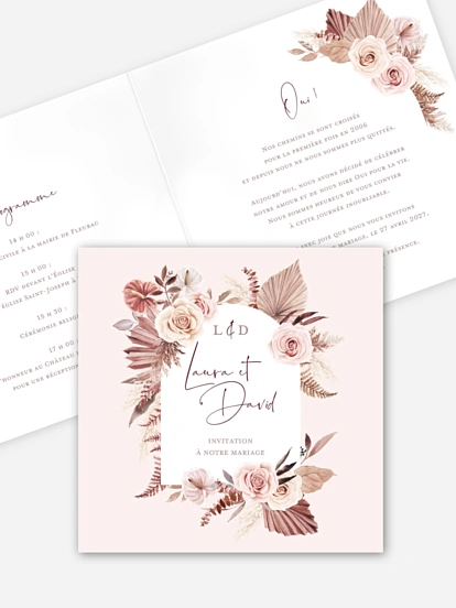 Faire-part de mariage Fleurs bohèmes