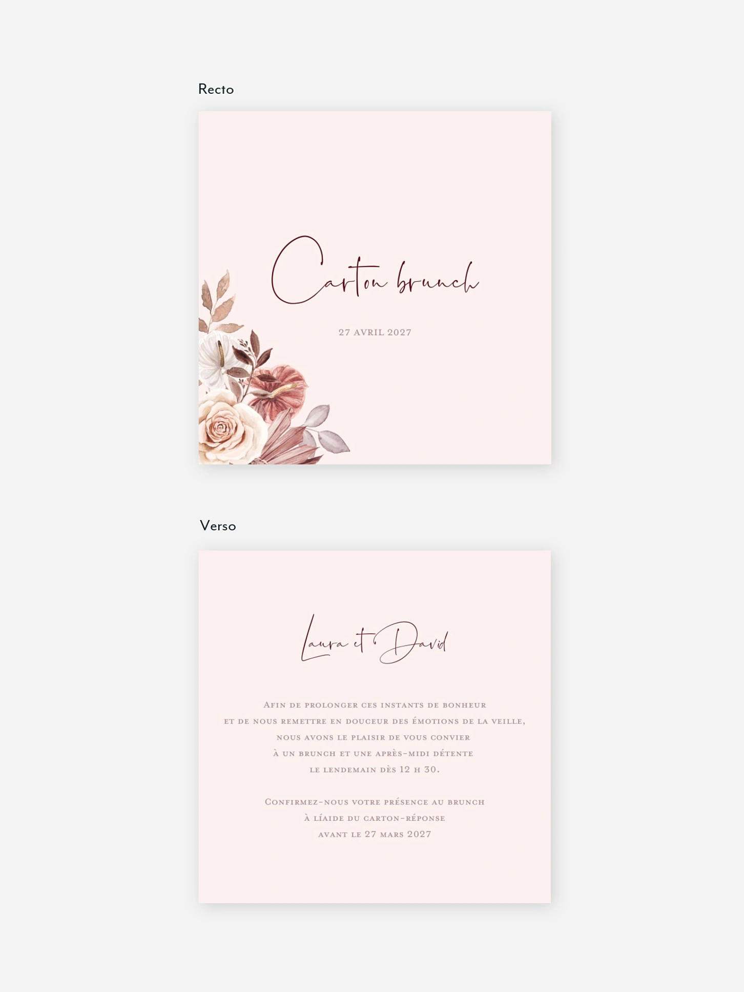 Carte brunch Fleurs bohèmes