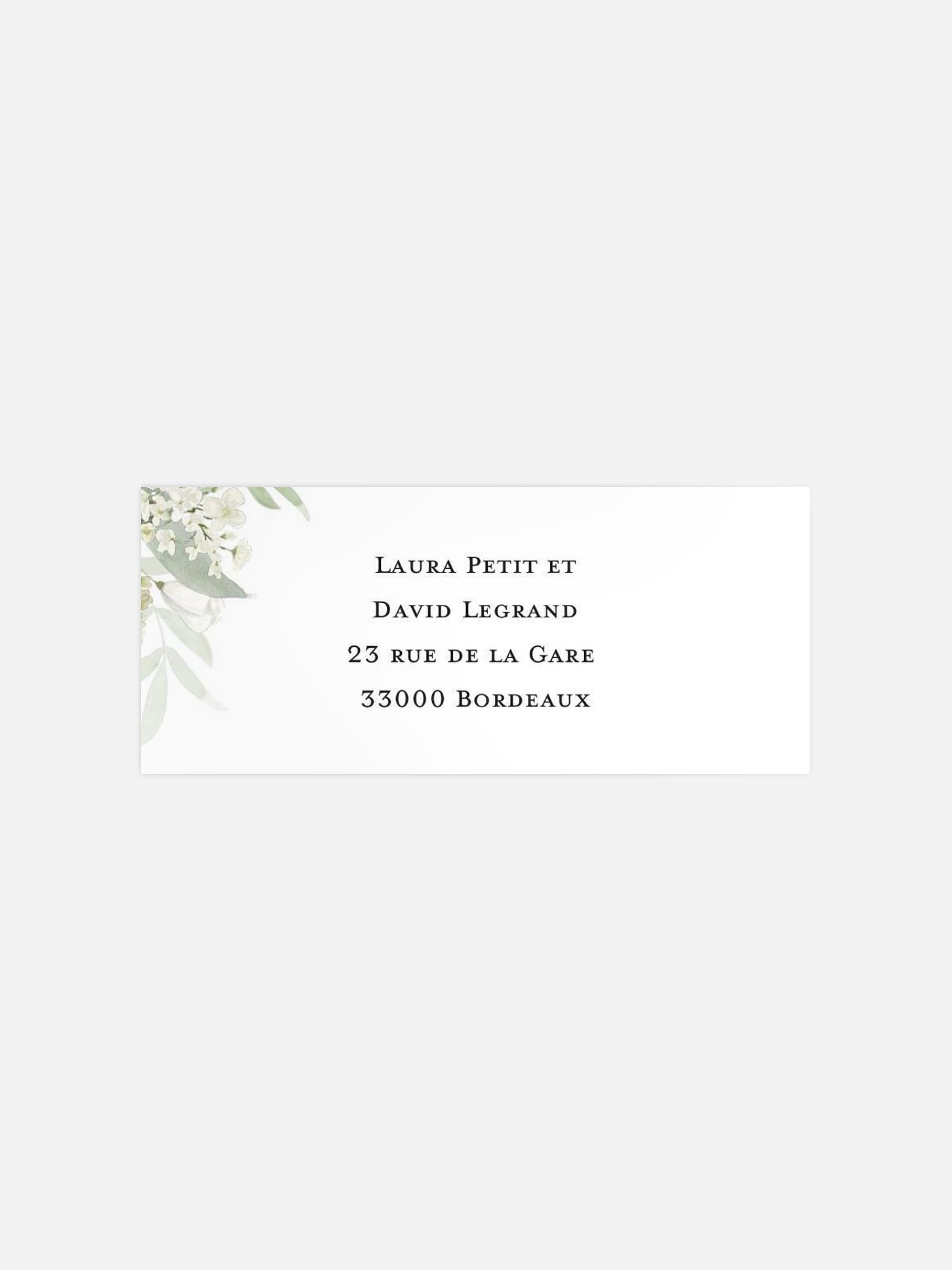 Étiquette expéditeur mariage Bouquet chic
