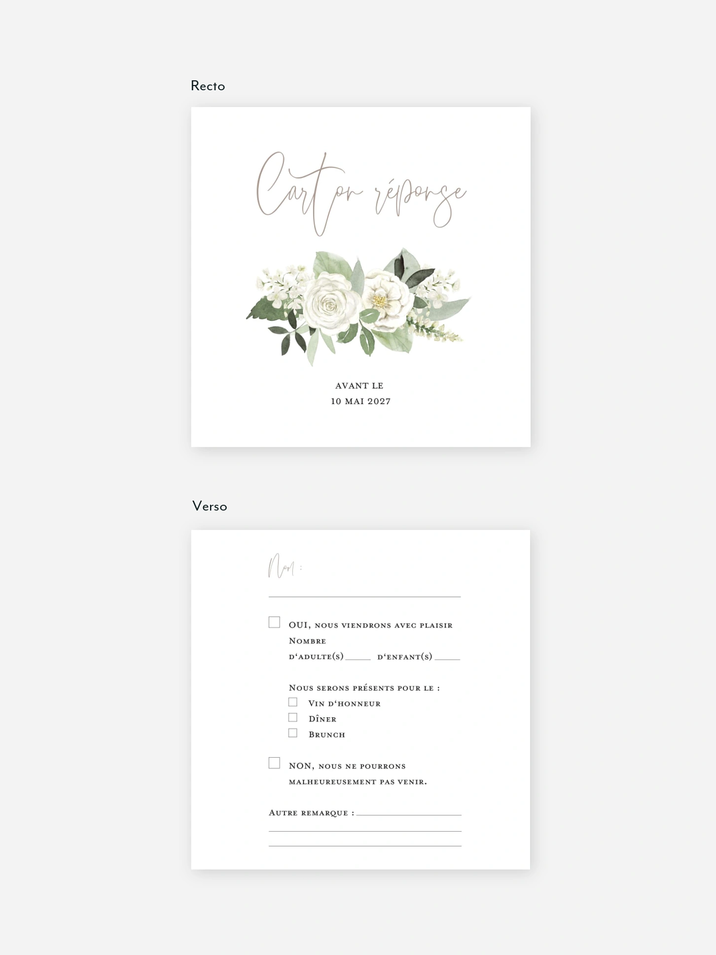 Carton réponse Bouquet chic