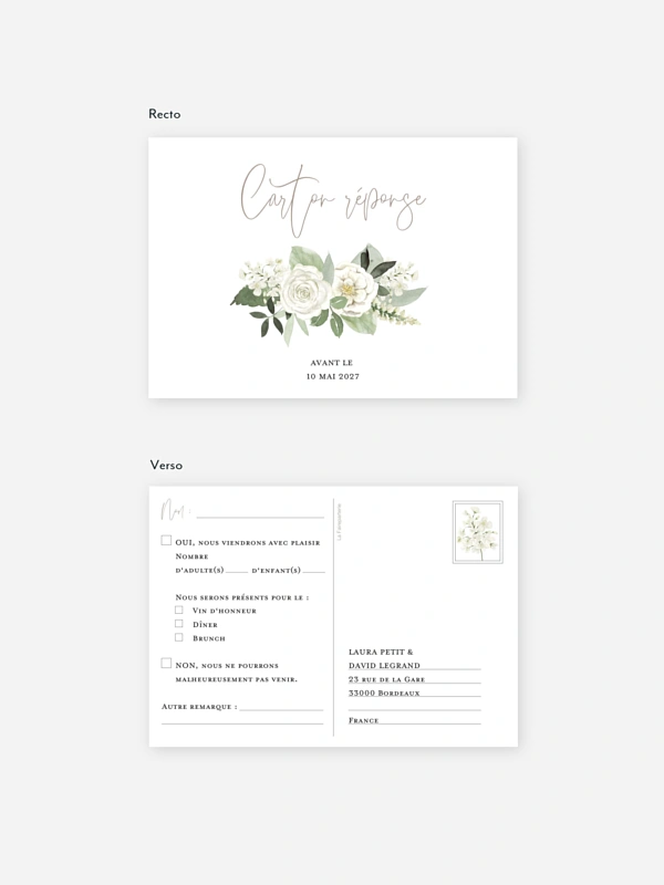 Carton réponse Bouquet chic