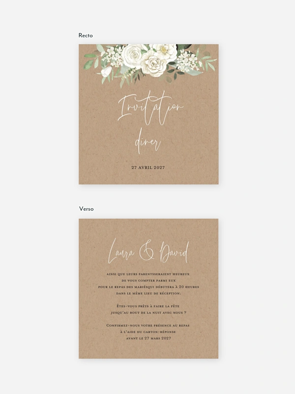 Carton d'invitation Bouquet chic