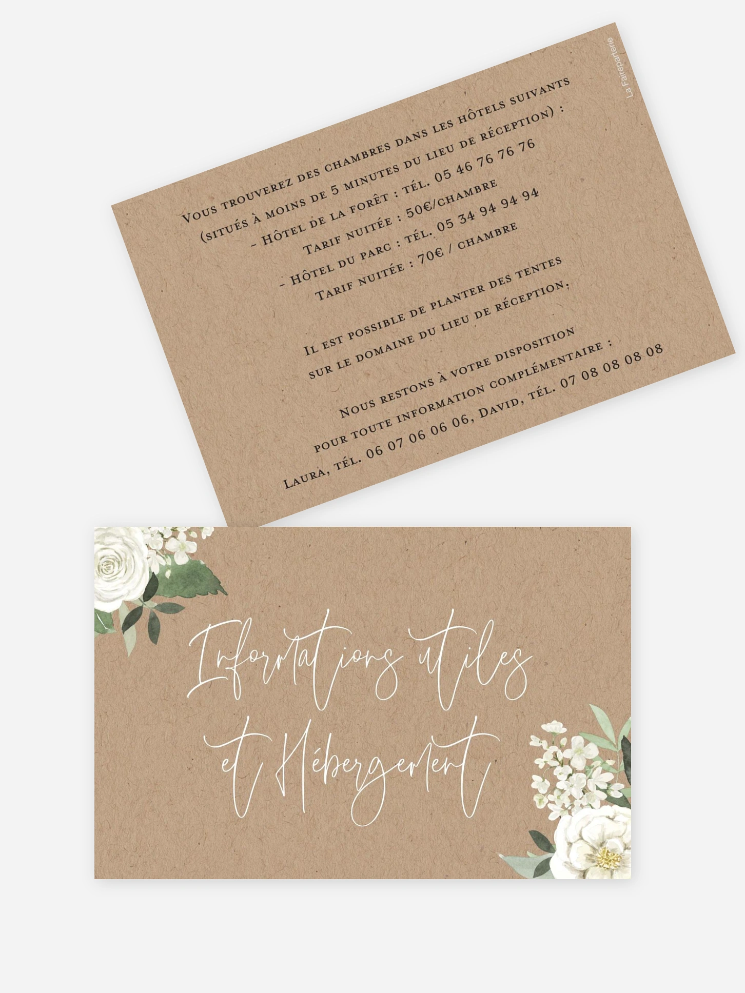 Carton information hébergement Bouquet chic