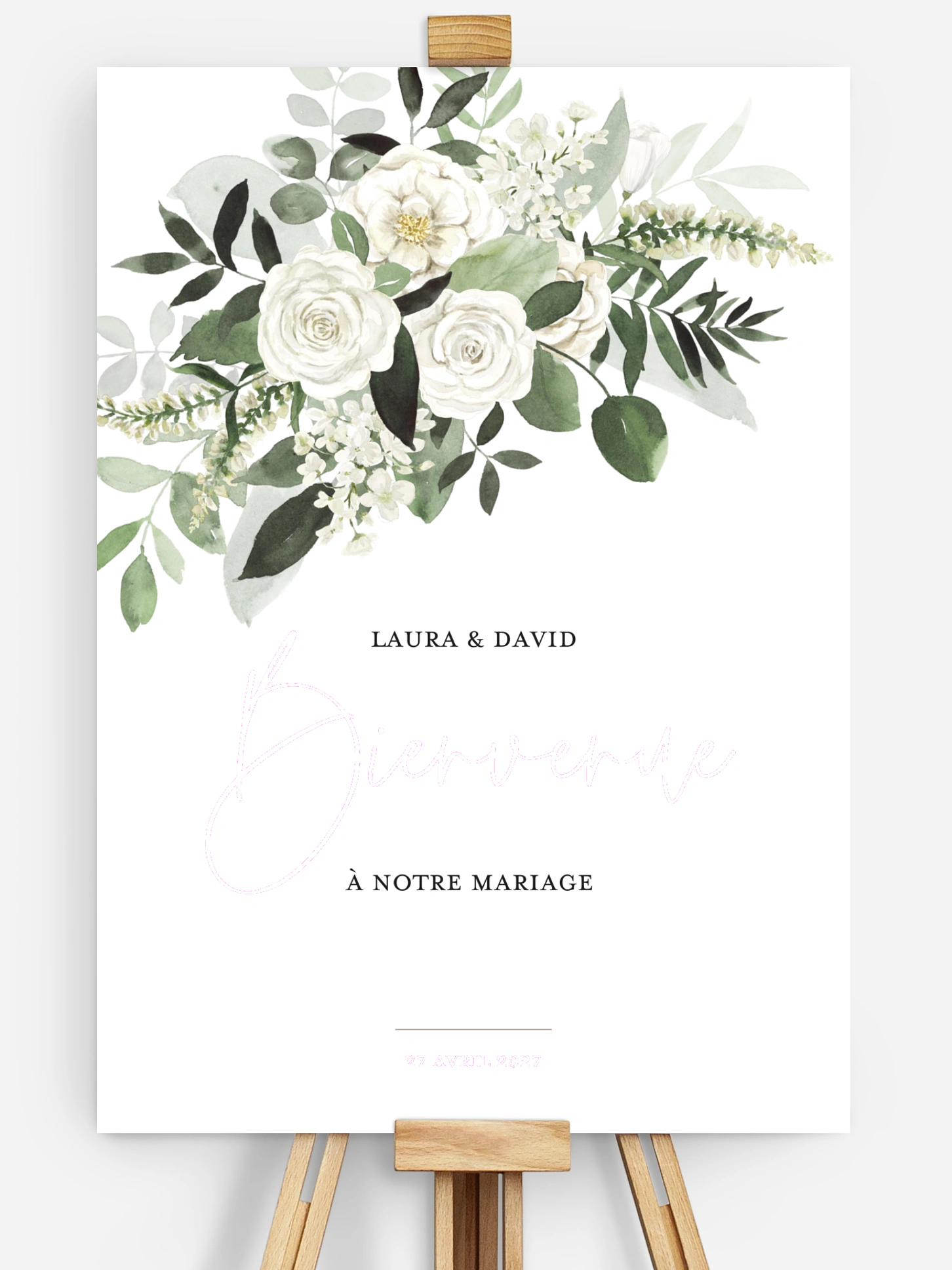 Poster bienvenue mariage Bouquet chic