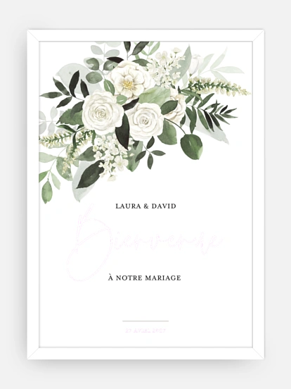 Poster bienvenue mariage Bouquet chic