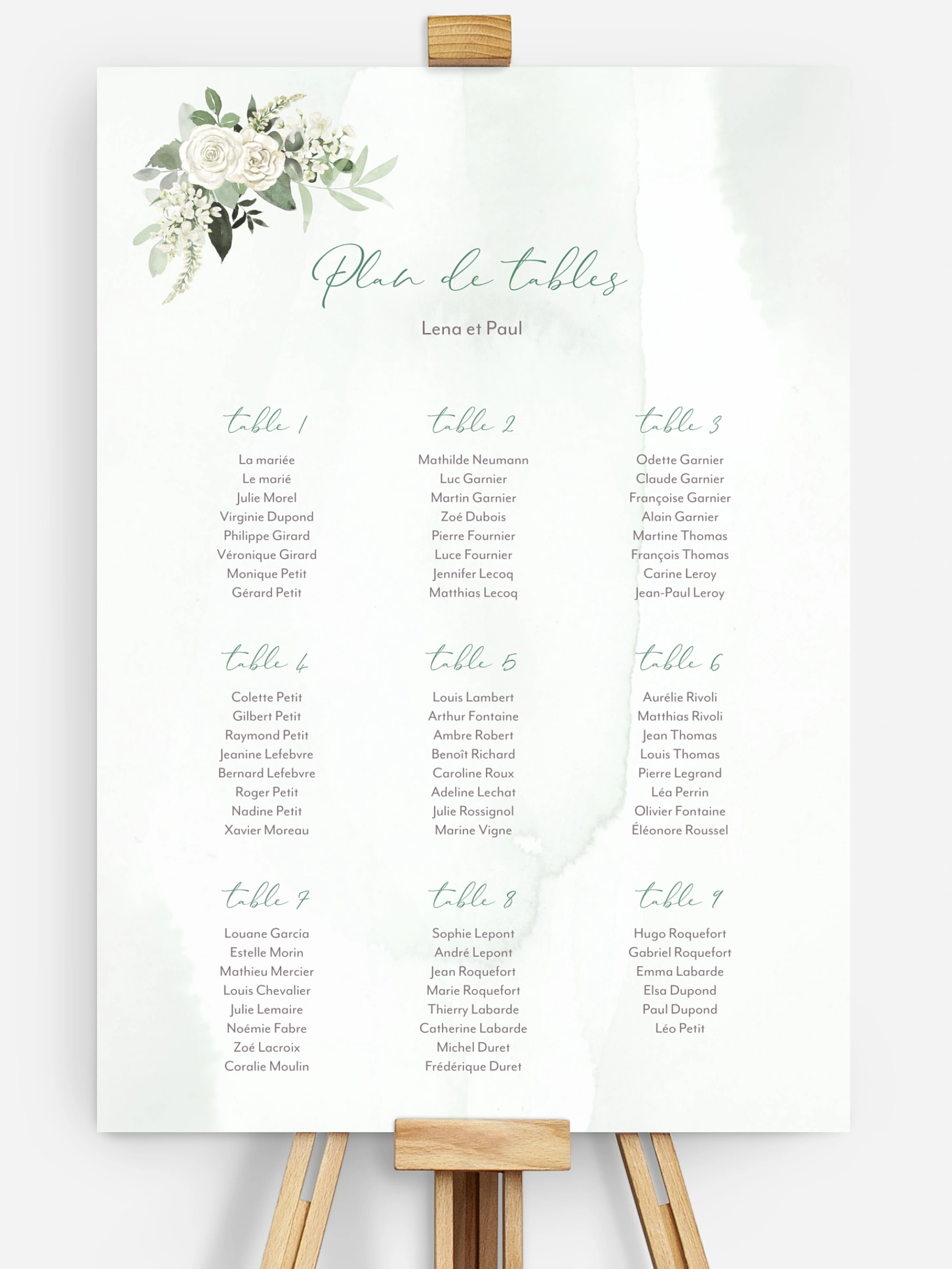 Poster plan de table mariage Poésie de roses