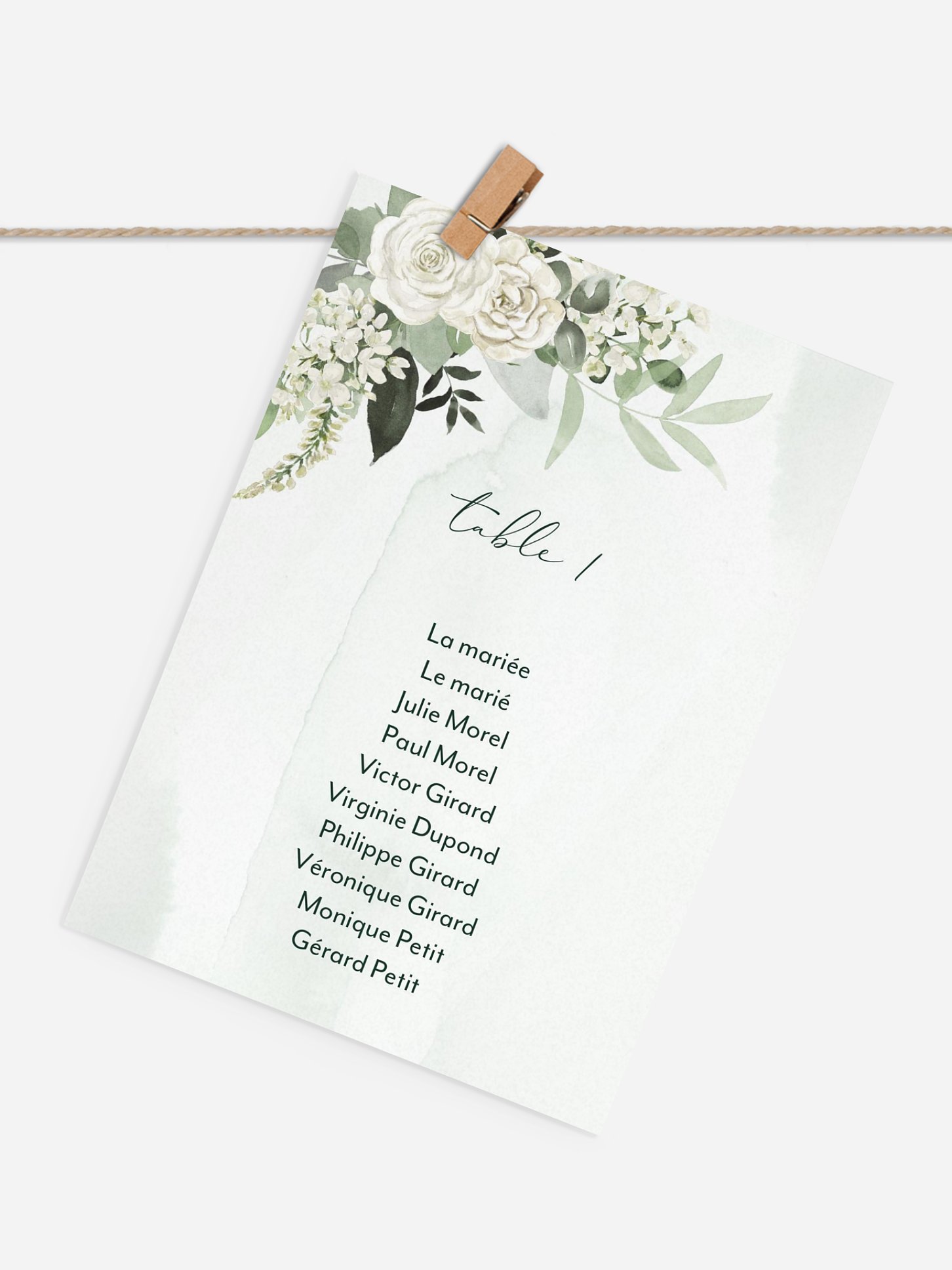 Cartons plan de table mariage Poésie de roses