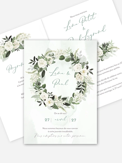 Faire-part de mariage Poésie de roses