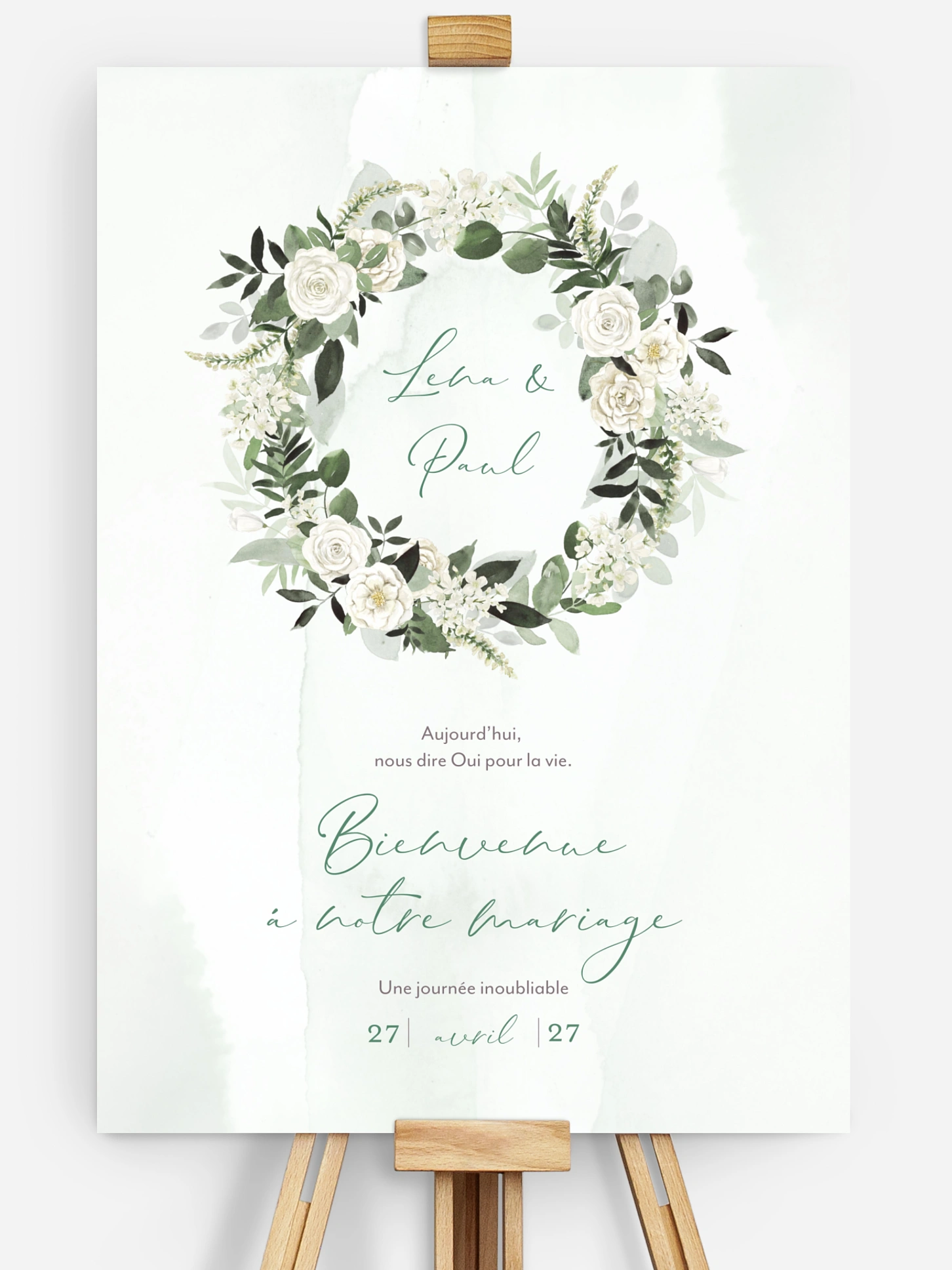 Poster bienvenue mariage Poésie de roses