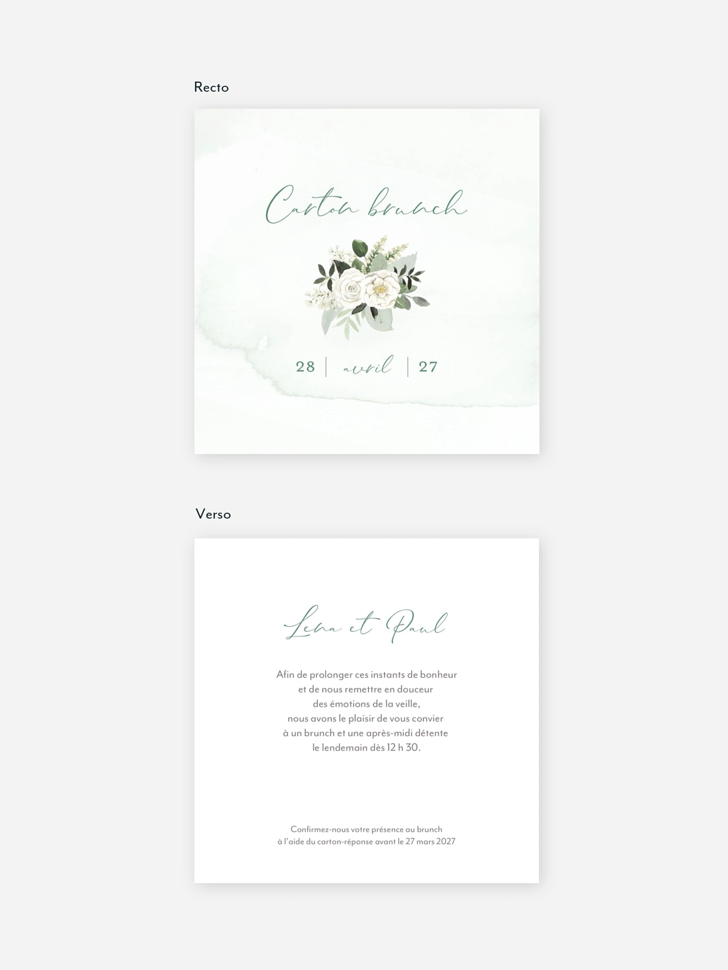 Carte brunch Poésie de roses
