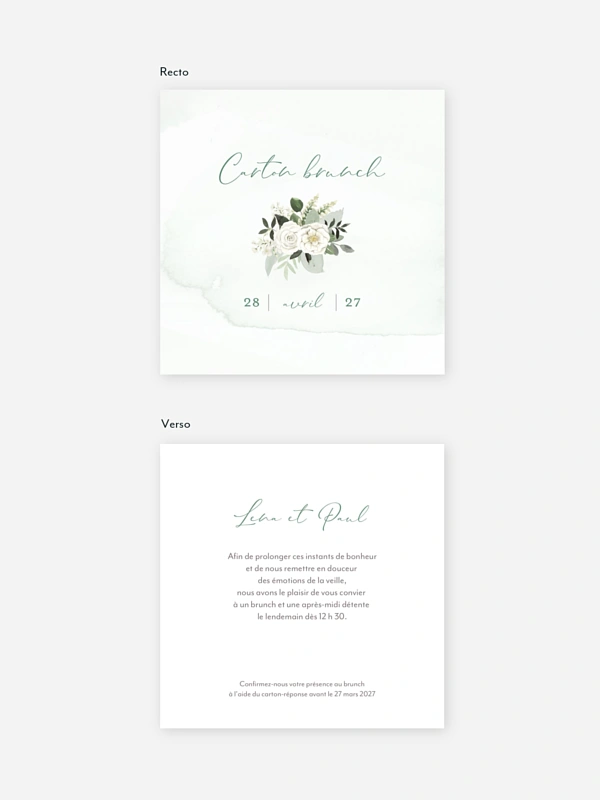 Carte brunch Poésie de roses
