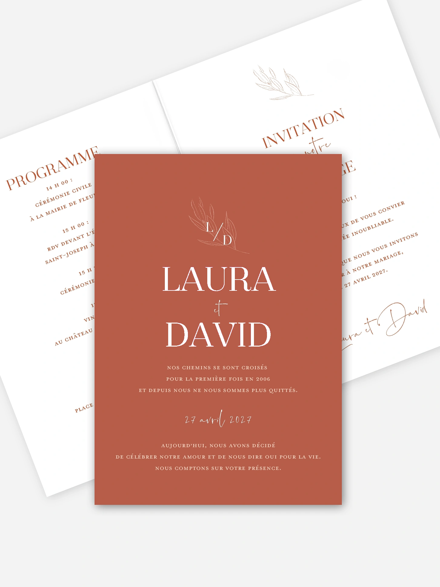 Faire-part de mariage Terracotta chic
