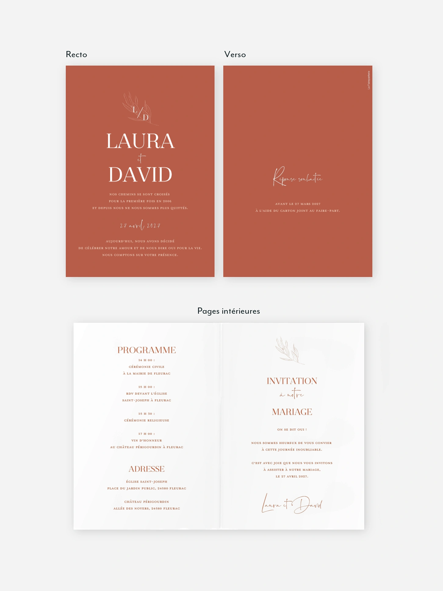 Faire-part de mariage Terracotta chic