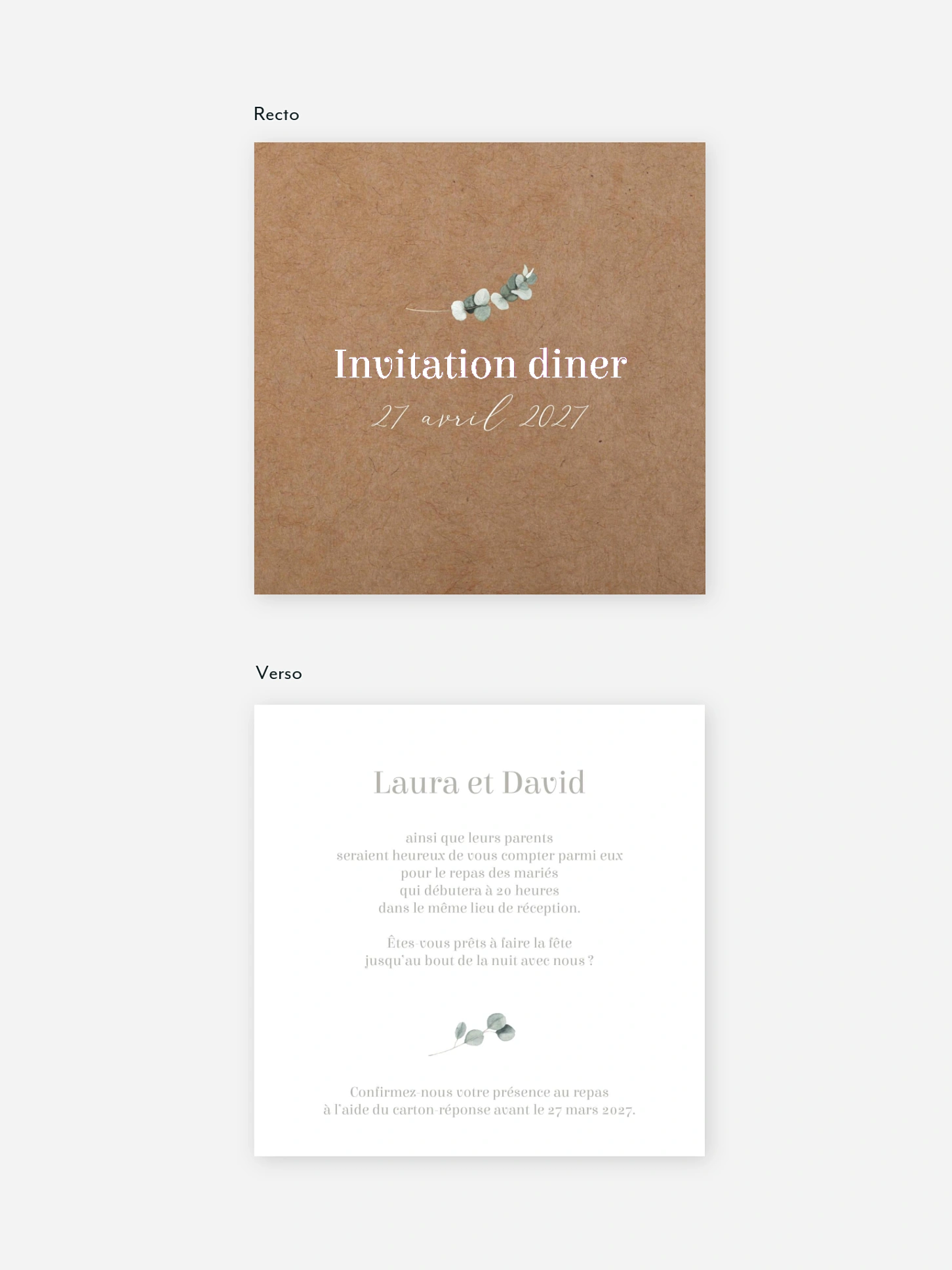 Carton d'invitation Greenery Heart