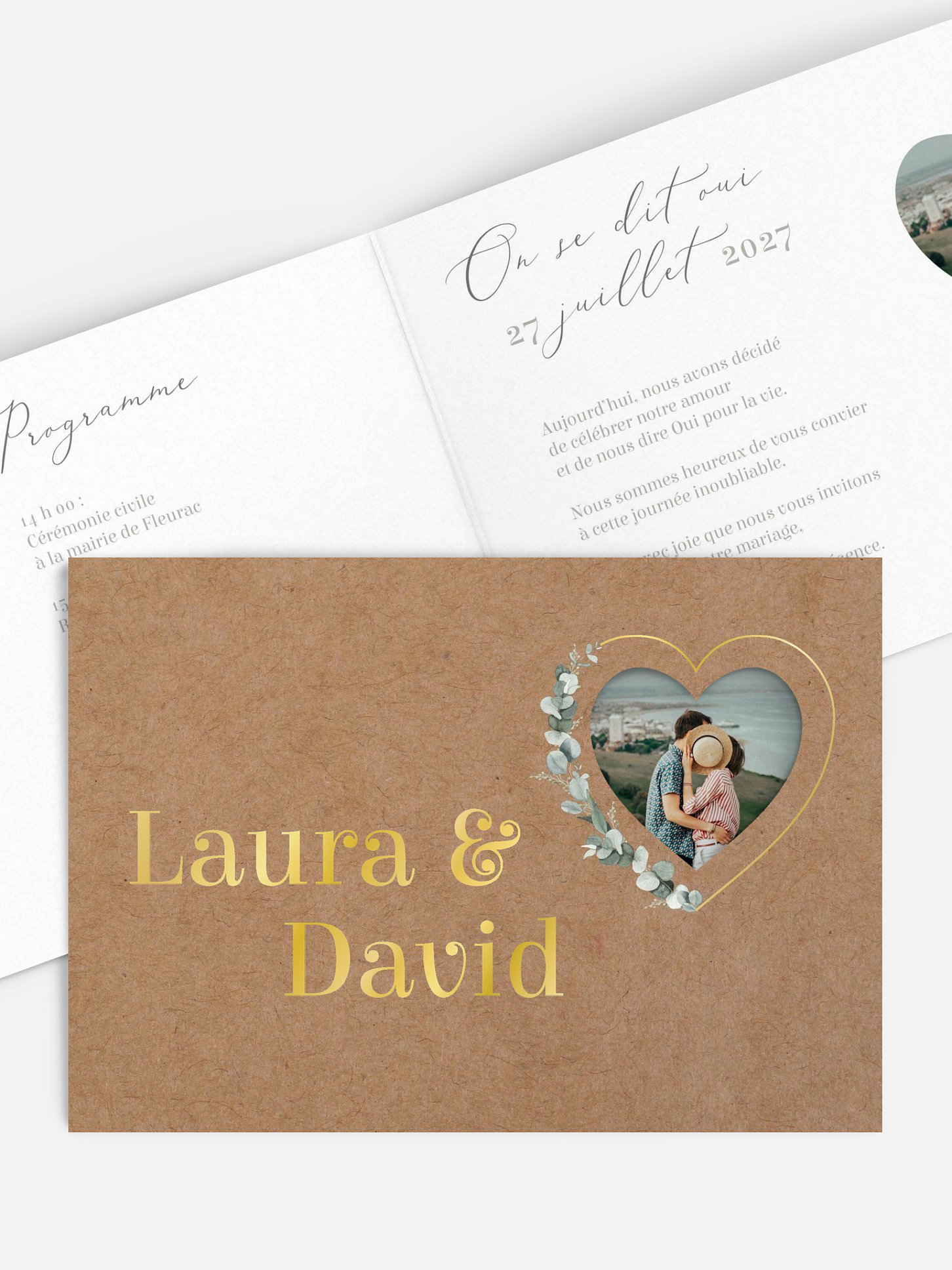 Faire-part de mariage Greenery Heart