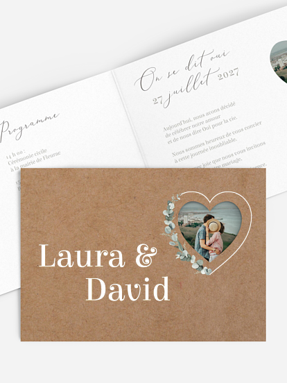 Faire-part de mariage Greenery Heart