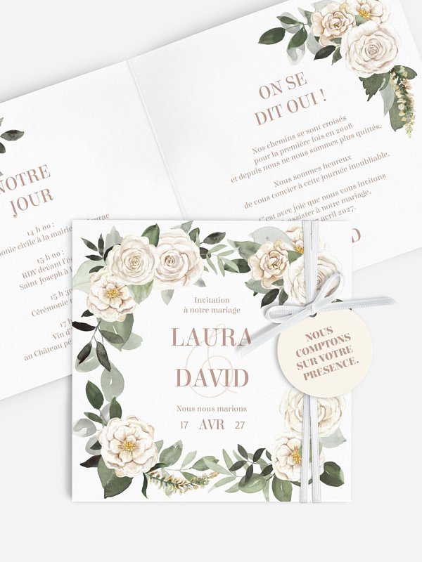Faire-part de mariage Roses champêtres