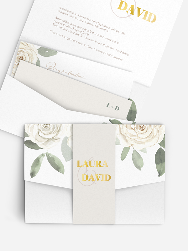 Faire-part de mariage Roses blanches