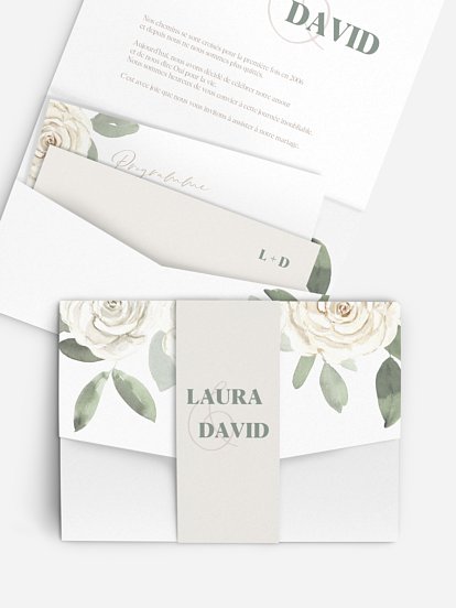 Faire-part de mariage Roses blanches