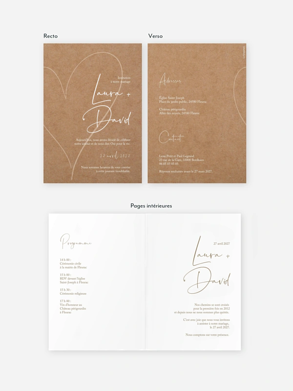 Faire-part de mariage Romantic Heart