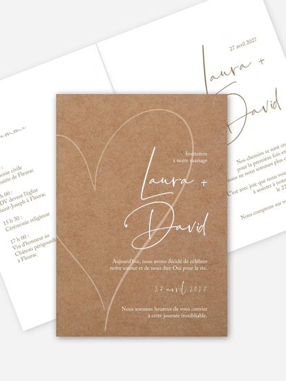 Faire-part de mariage Romantic Heart