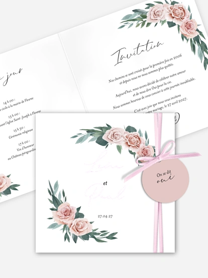 Faire-part de mariage Roses élégantes
