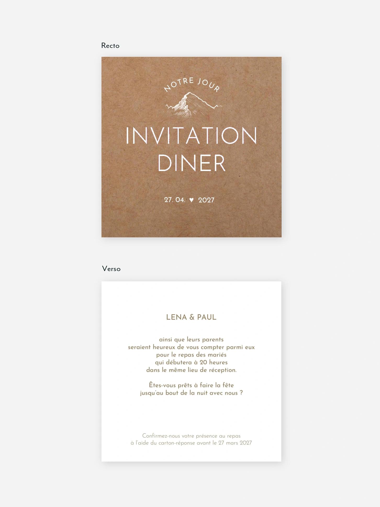 Carton d'invitation Union nature