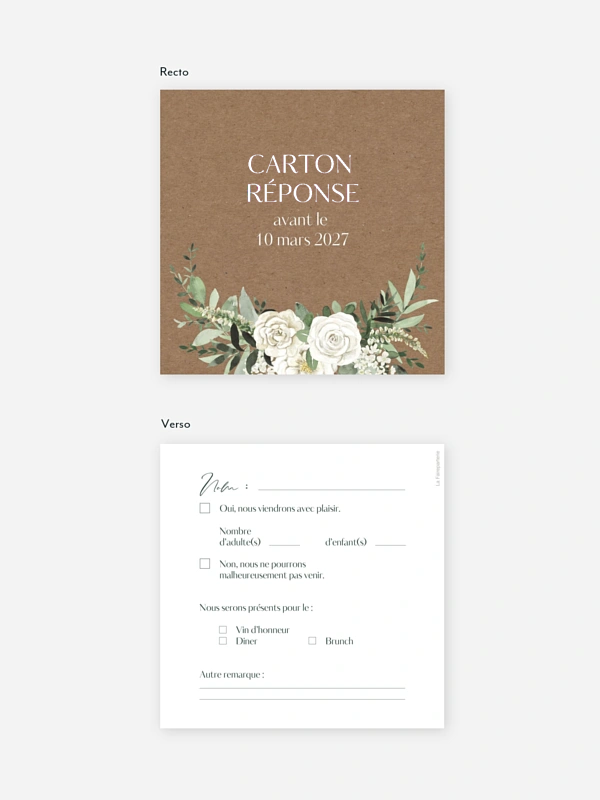 Carton réponse Bouquet royal