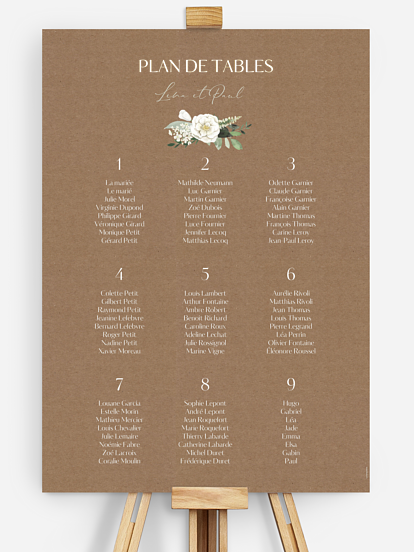 Poster plan de table mariage Bouquet royal