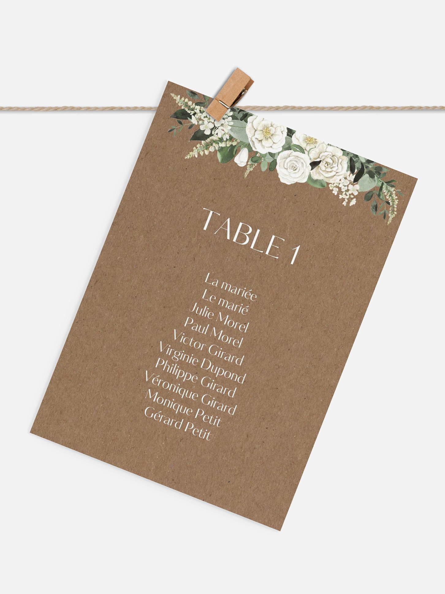 Cartons plan de table mariage Bouquet royal
