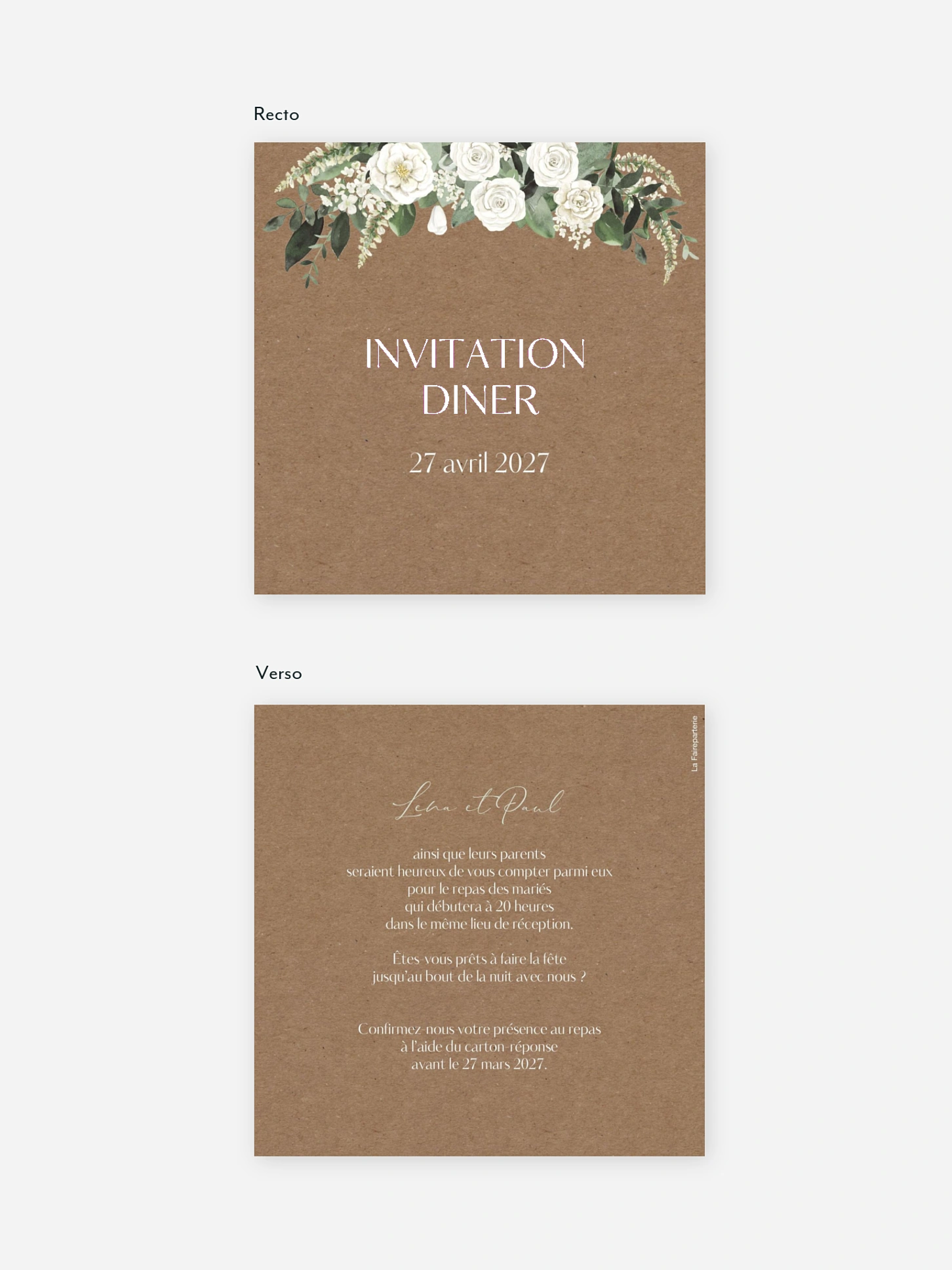 Carton d'invitation Bouquet royal