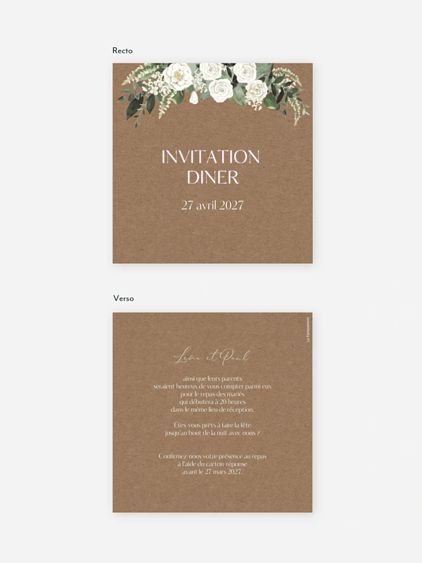 Carton d'invitation Bouquet royal