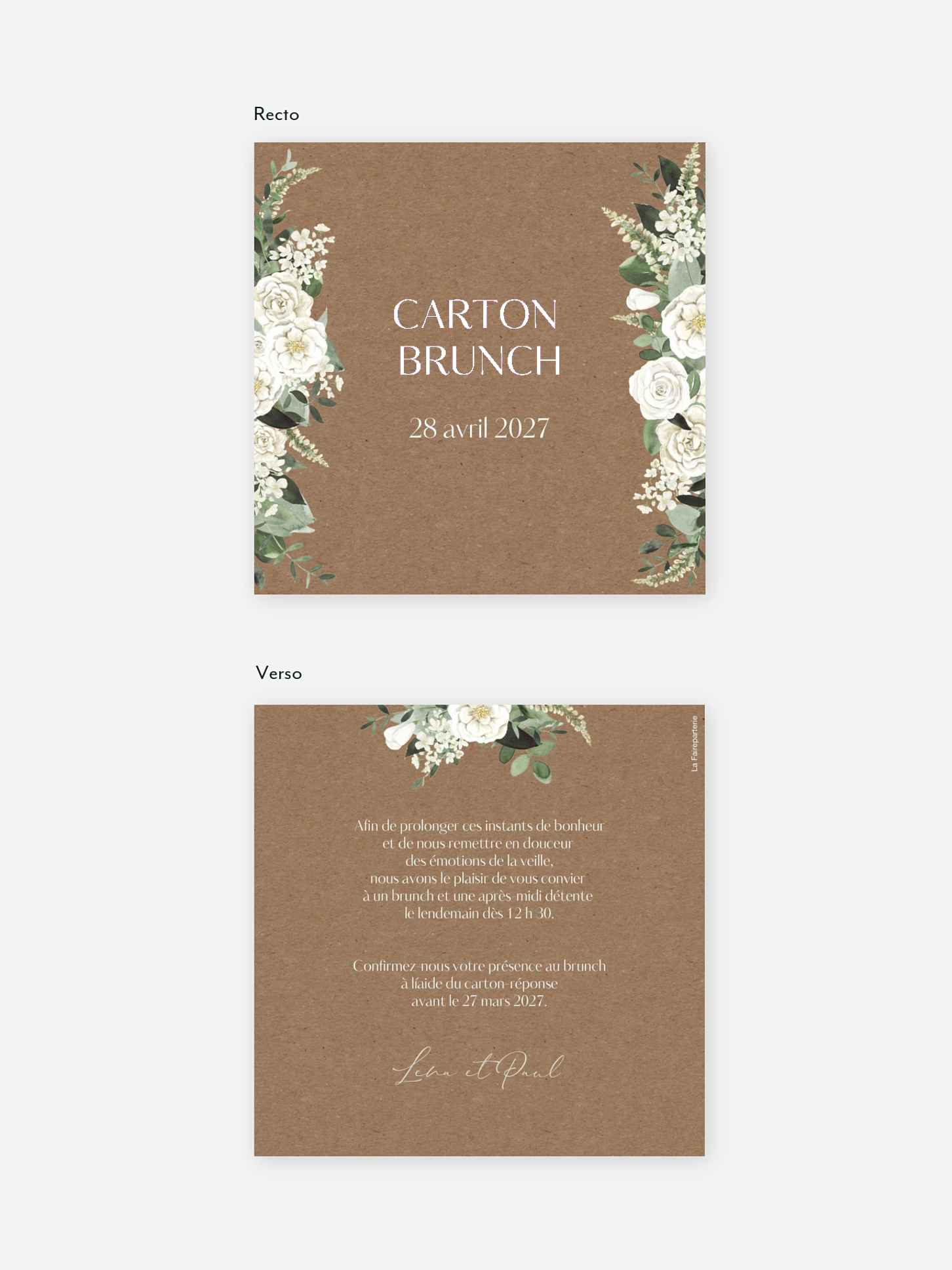 Carte brunch Bouquet royal