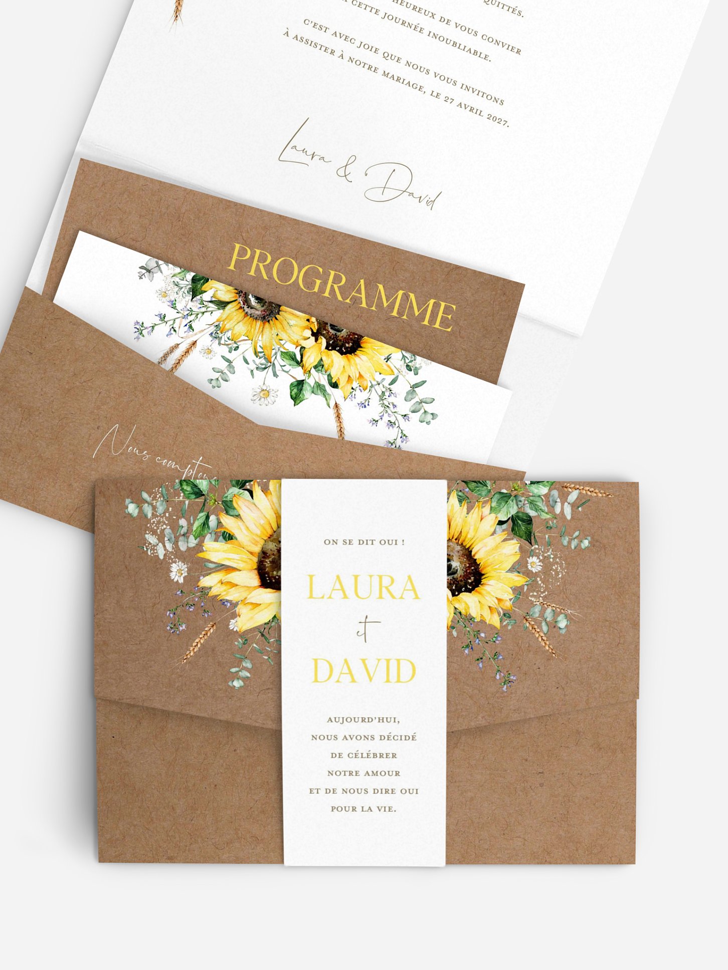 Faire-part de mariage Tournesol