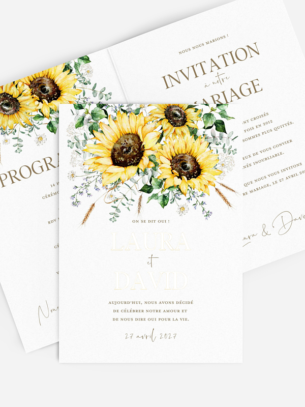 Faire-part de mariage Tournesol
