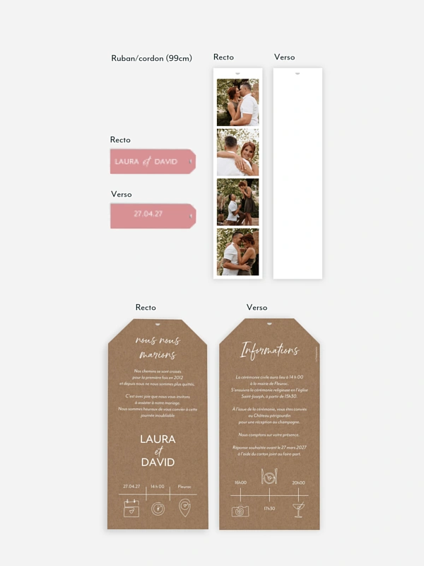 Faire-part de mariage Pictos mariage