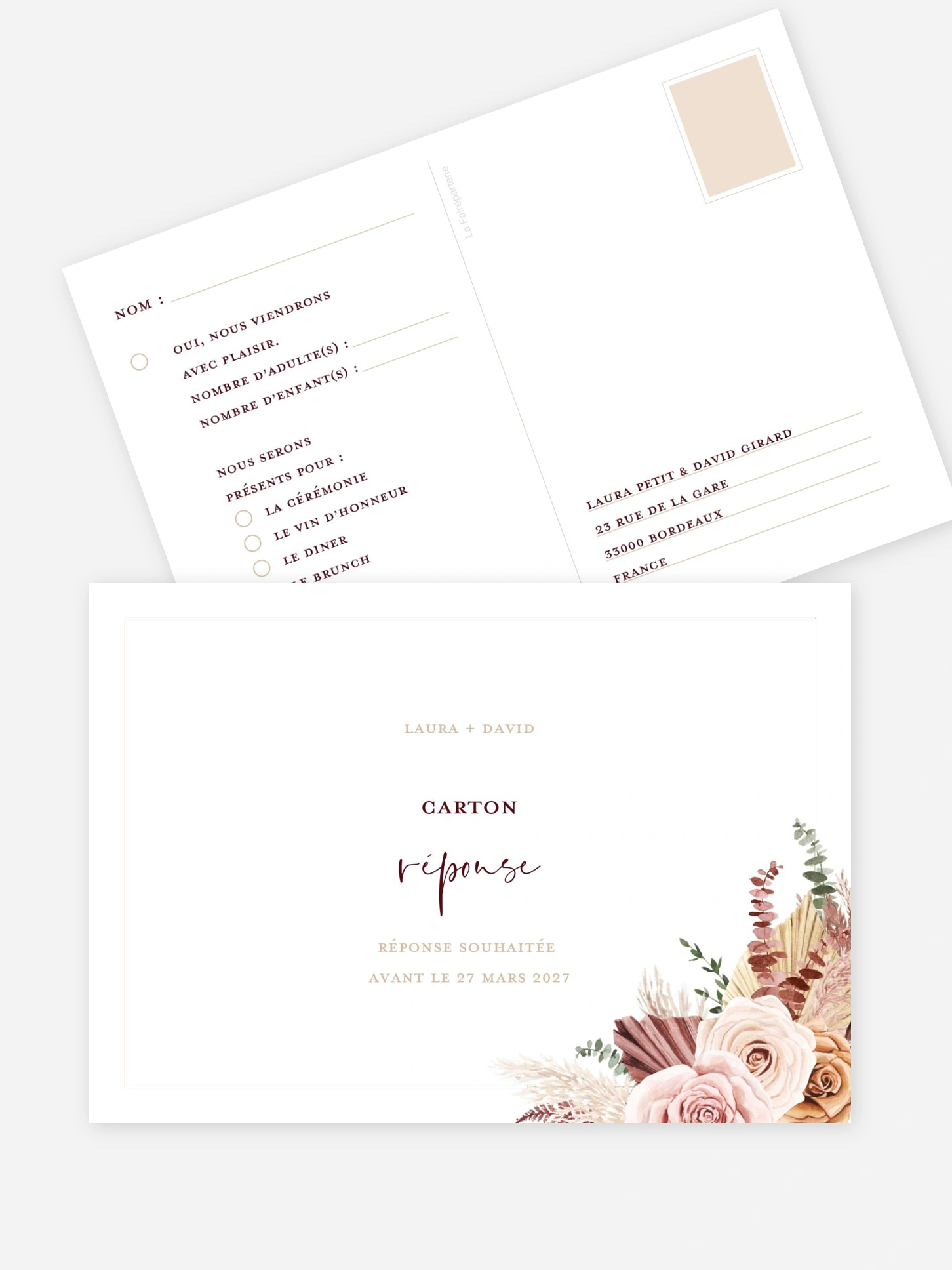Carton réponse Bohemian rose