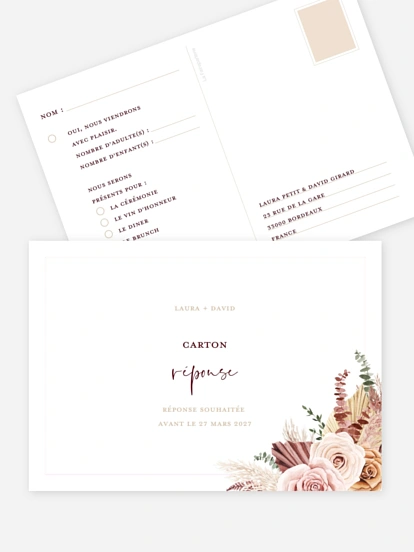 Carton réponse Bohemian rose