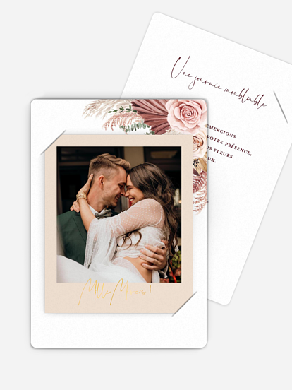 Carte de remerciements Bohemian rose