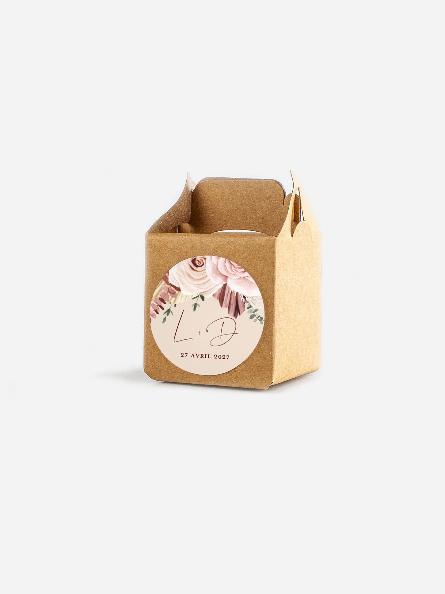 Étiquette cadeau mariage Bohemian rose