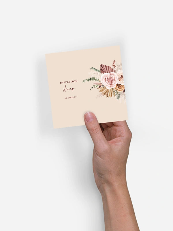 Carton d'invitation Bohemian rose