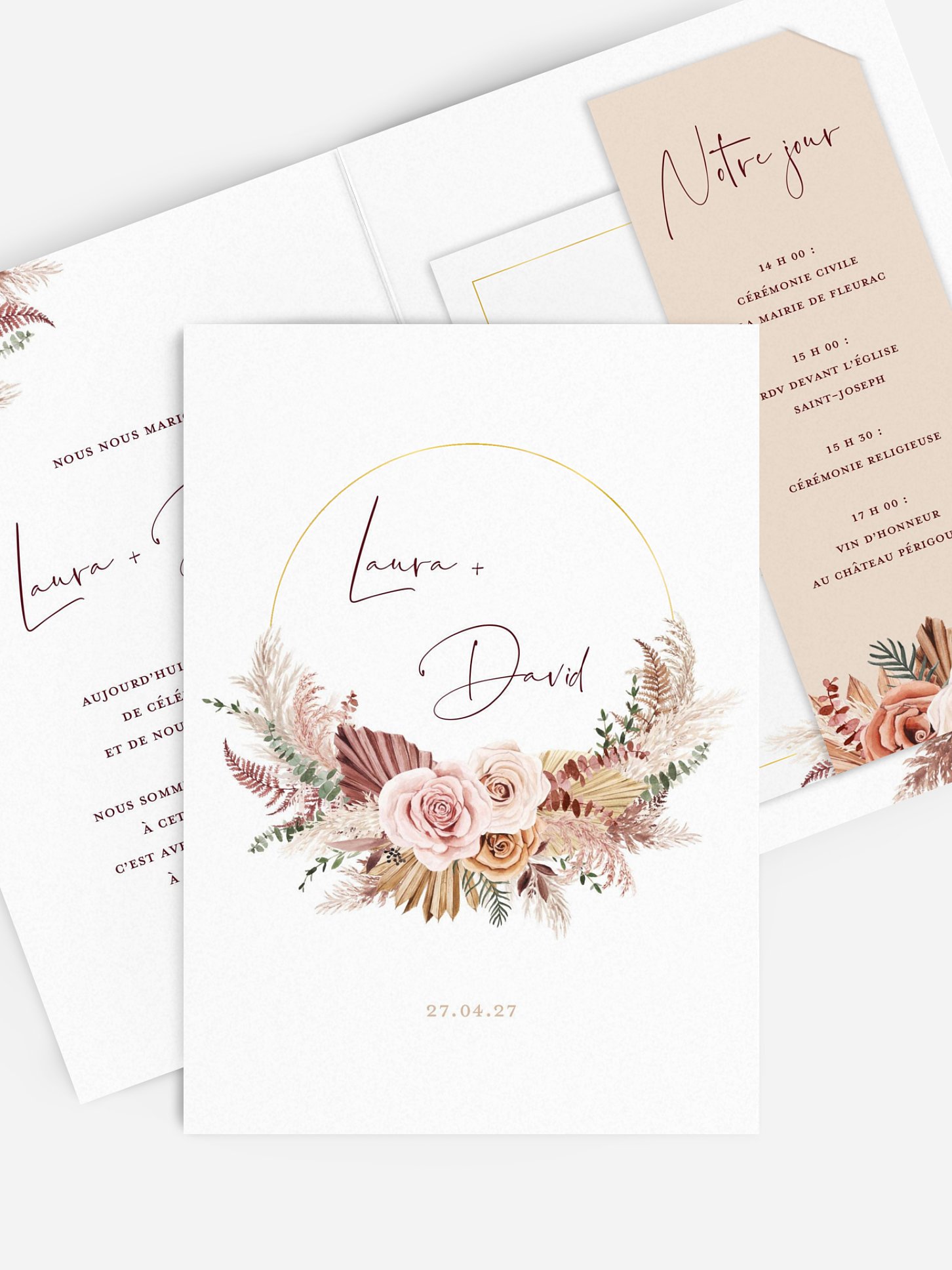 Faire-part de mariage Bohemian rose