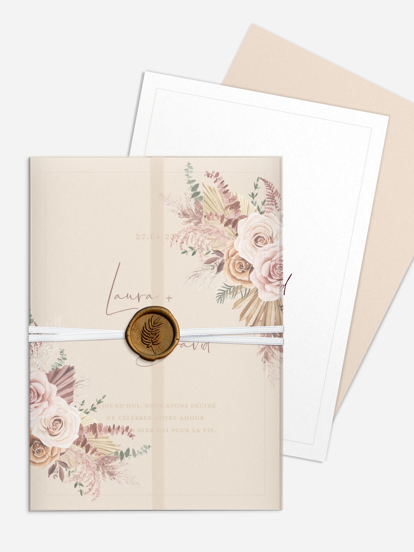 Faire-part de mariage Bohemian rose