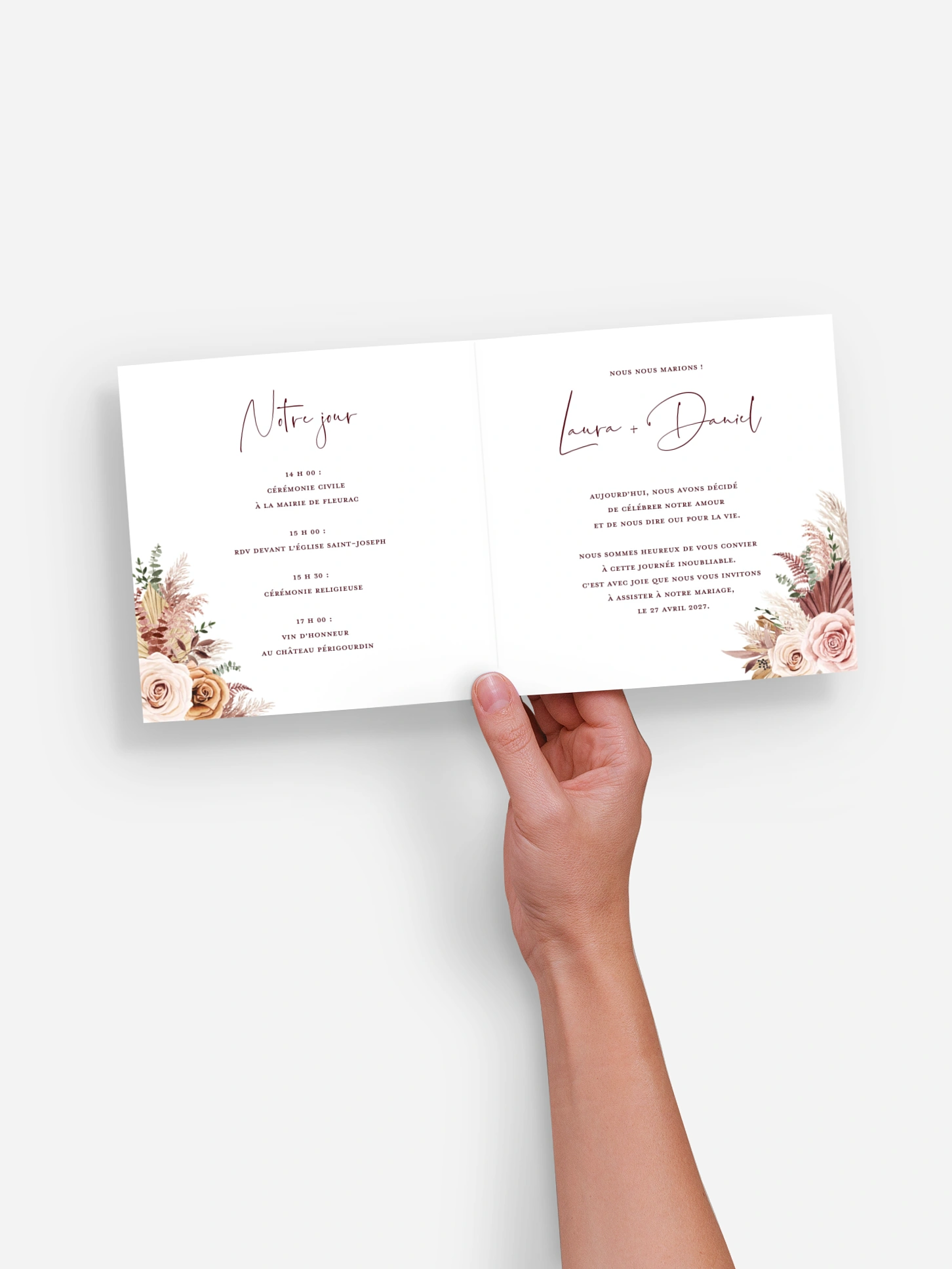 Faire-part de mariage Bohemian rose