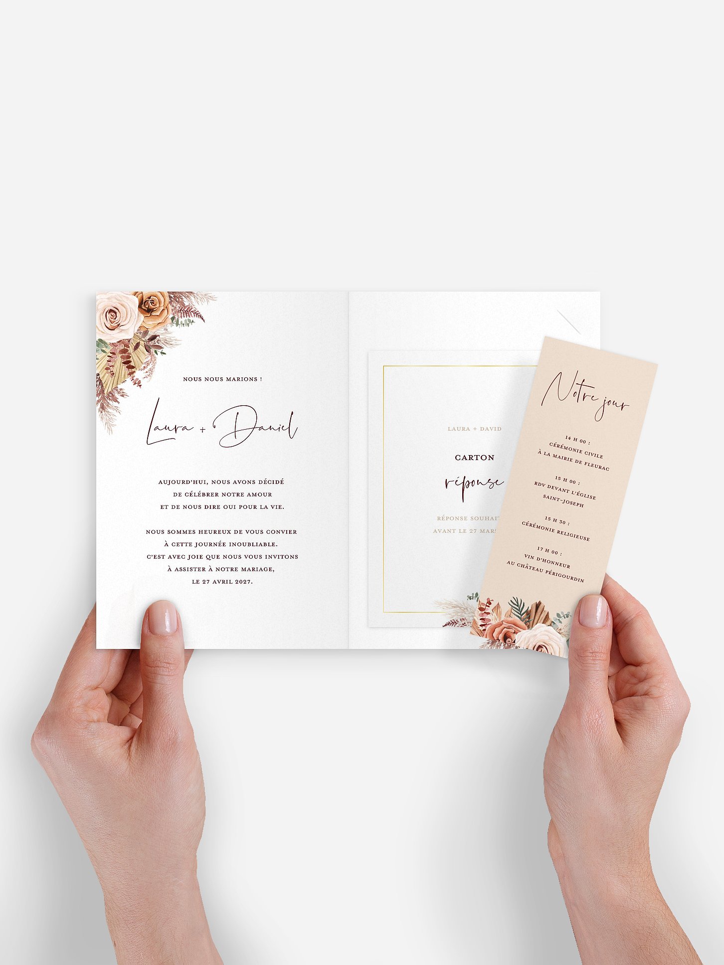 Faire-part de mariage Bohemian rose