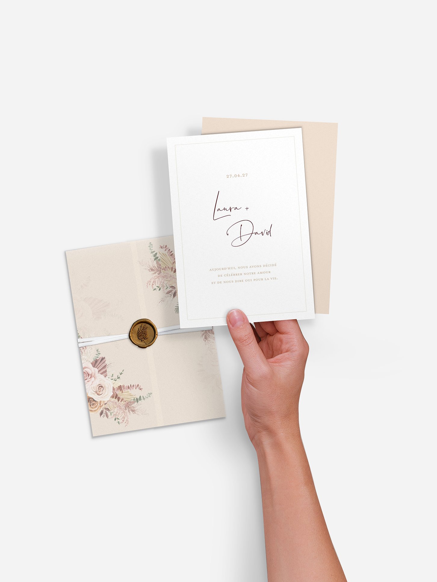 Faire-part de mariage Bohemian rose