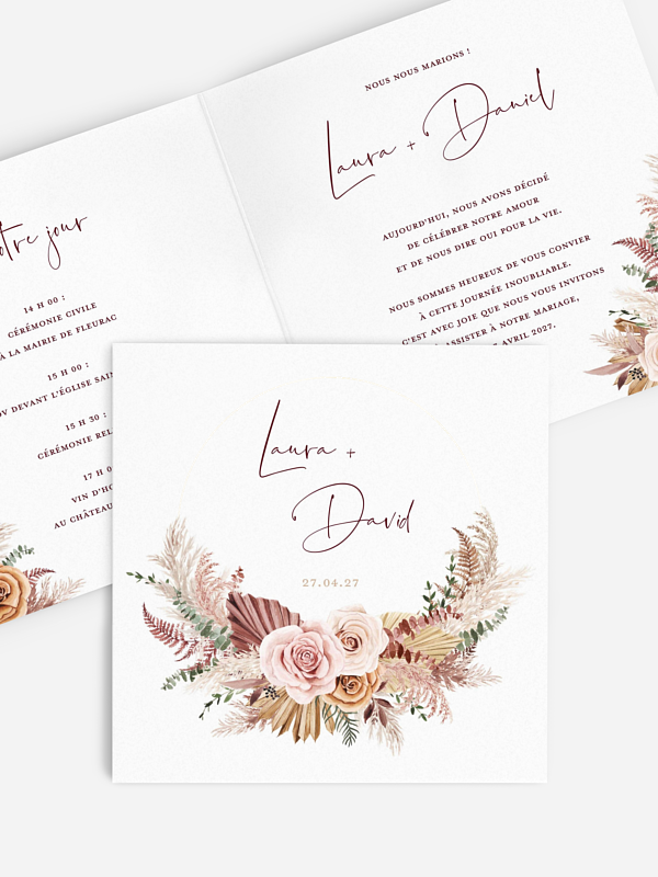 Faire-part de mariage Bohemian rose